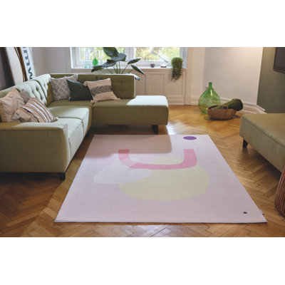 No Pattern And Not Solid Colour Machine Woven Pink Area Rug