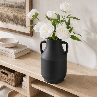 11" Rustic Ceramic Vase with Side Handles