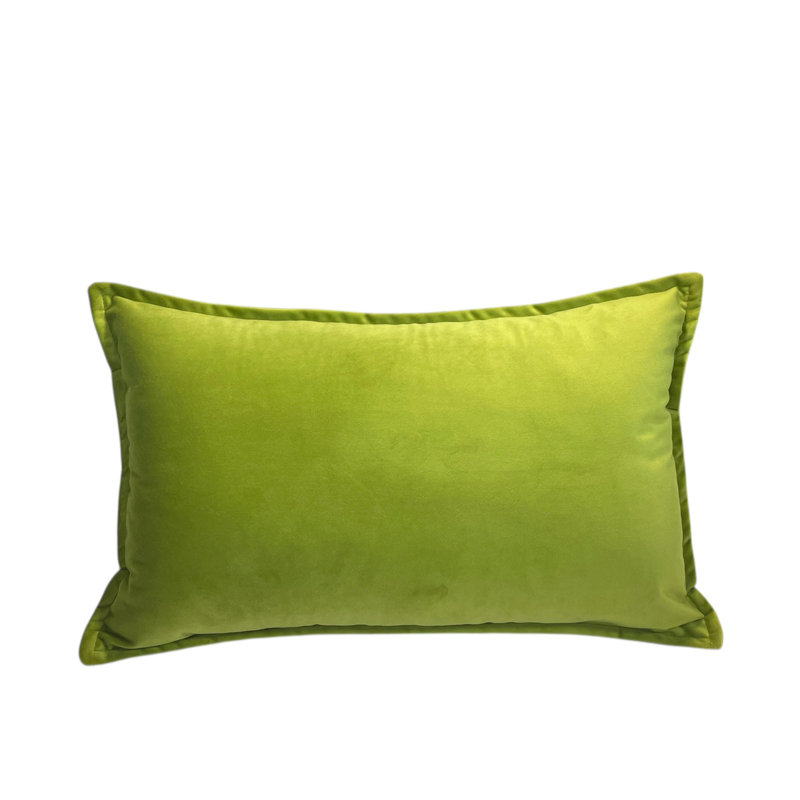 Rectangular Velvet Pillow Covers, Rectangular 12"H x 16"W, Lime Green