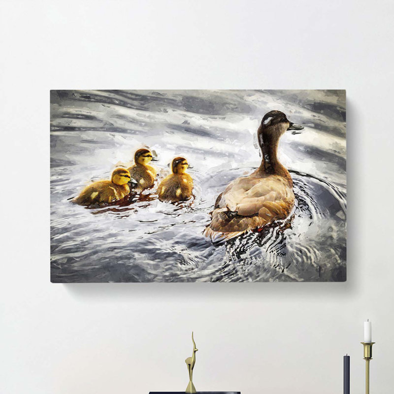 Ducklings with Mother Duck - Wrapped Canvas, 35cm H x 50cm W x 3cm D