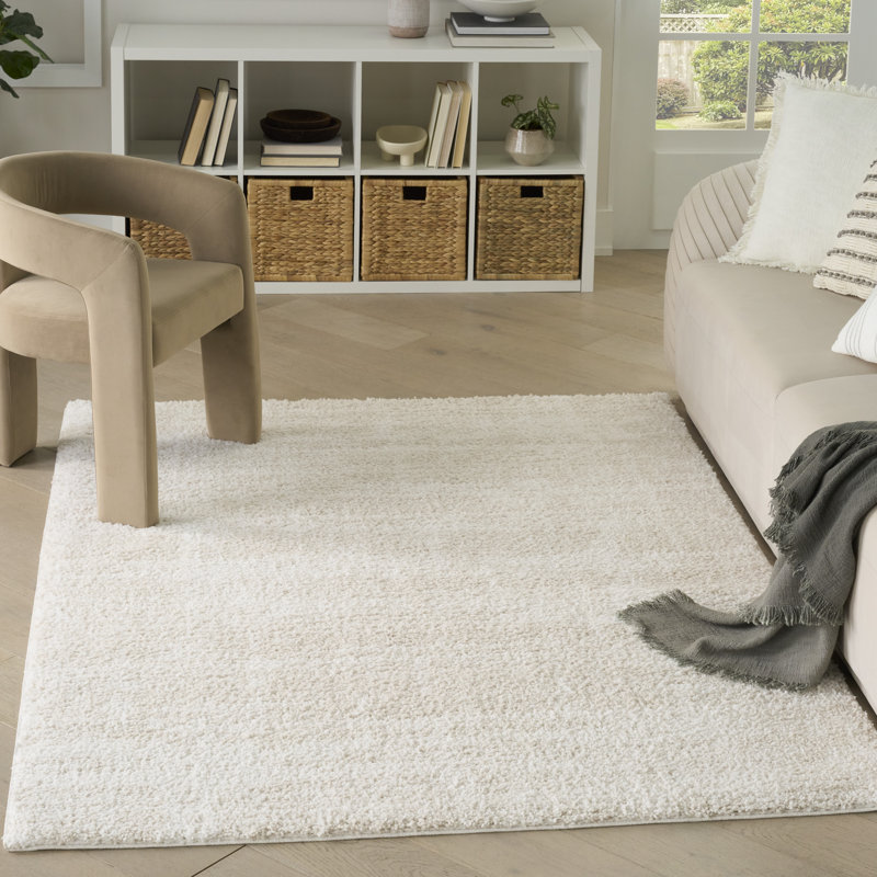 Ebern Designs Amold Ivory Beige Modern Indoor Rug, Rectangle 3'11" x 5'11"