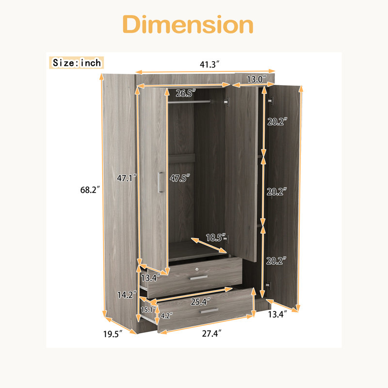 Armoire à miroir 3 portes avec tablettes, Gris