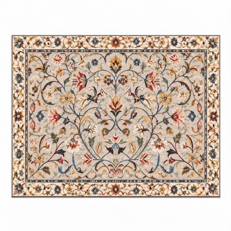 Tapis oriental rétro à motif floral, 3'3" × 5'3"