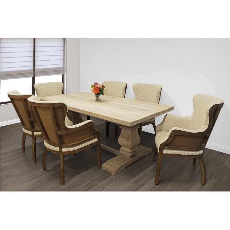 Yacoubou 6 - Person Extendable Solid Wood Top Trestle Base Dining Set