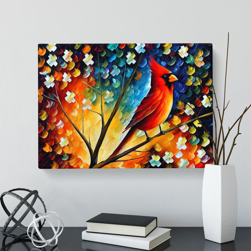 Cardinal Bird Painting Vol.2 - Wrapped Canvas, 35cm H x 50cm W x 3cm D