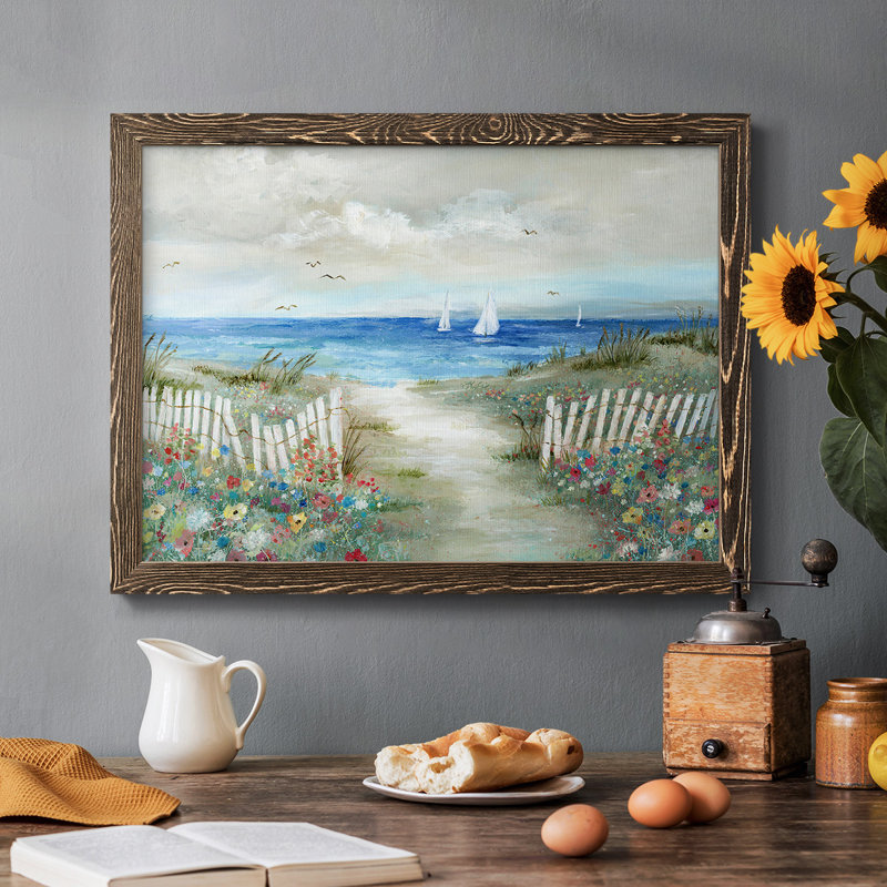 Bord de jardin côtier, reproduction sur toile, H 14 po x l 20 po x P 1,5 po, Noyer