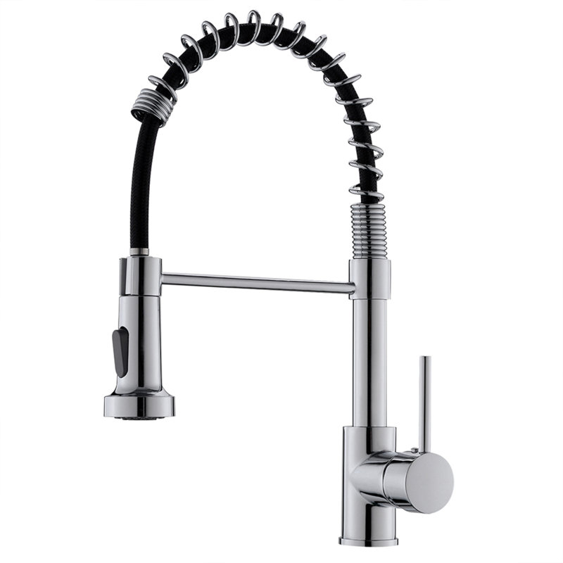 Robinet de cuisine commercial noir avec douchette rétractable, robinet d'évier de cuisine à poignée simple