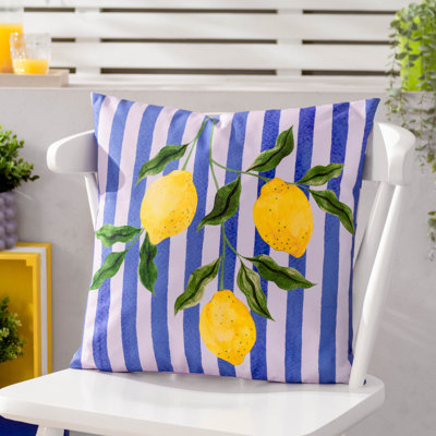 Indoor / Outdoor Abstract Blue Square Throw Cushion