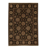 Manchuria Hand-Knotted Wool Oriental Area Rug In Black/Olive/Brown