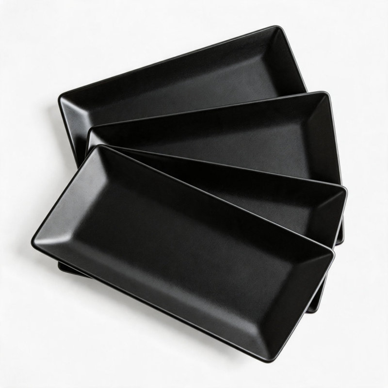 Plateaux de service rectangulaires en porcelaine blanche 10 pouces