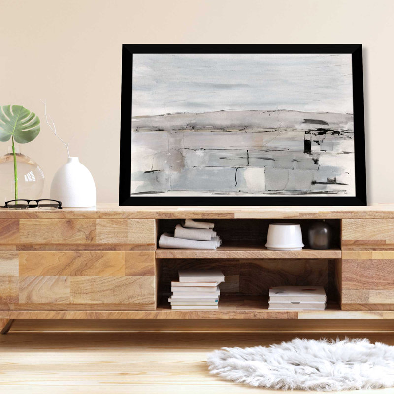 «Faraway Field» par Susan Jill - Peinture, L 27,5 po x H 21,5 po, Cadre noir