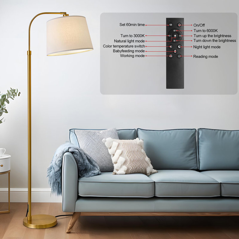 Kutsal 62.01'' Black Arched Floor Lamp