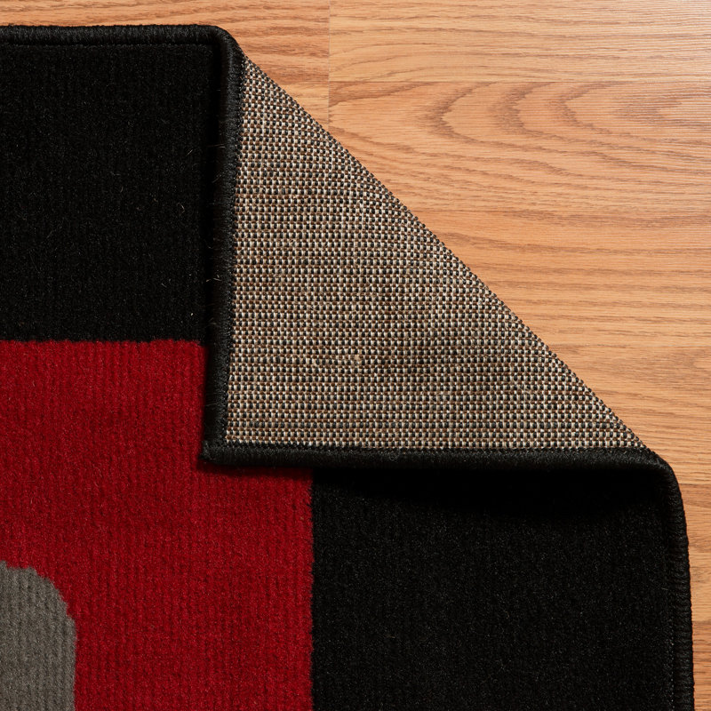 Tapis rouge / gris Elisavet, Tapis de couloir 1 pi 11 po x 3 pi 3 po
