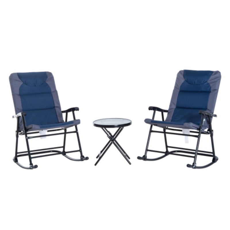 Ensemble bistro d'extérieur avec chaises berçantes pliantes, idéal pour les gorgées de balcons et les loisirs de jardin