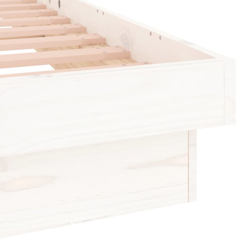 LED Bed Frame Solid Wood, White, Single (3')