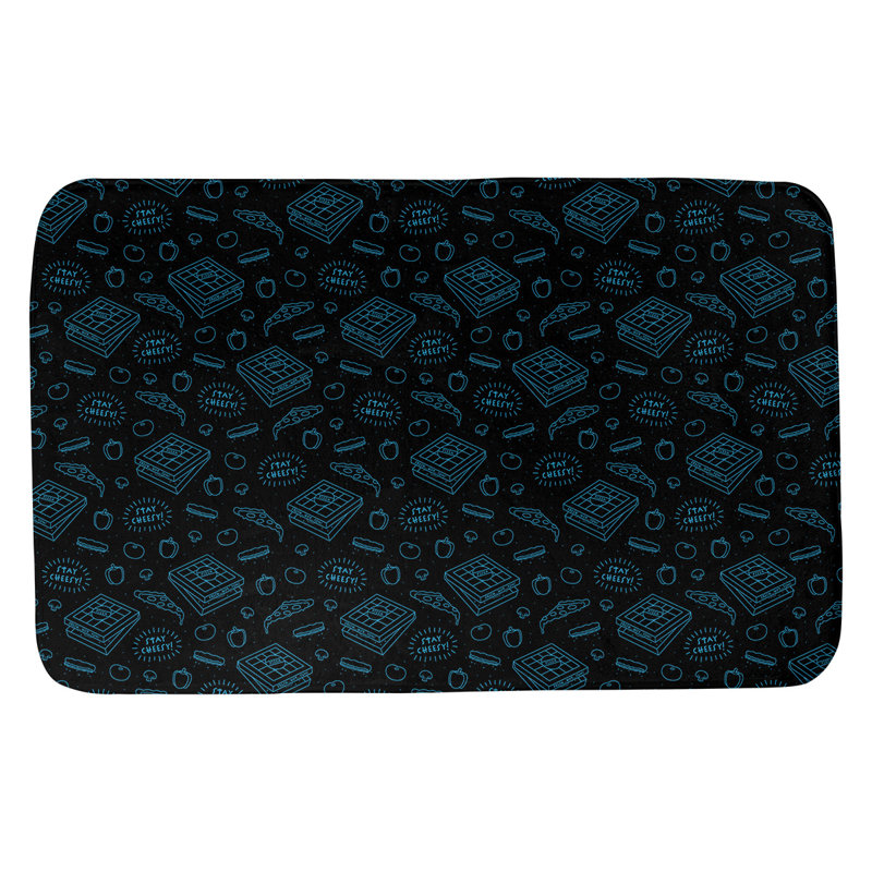 Tapis pour salle de bain Avicia, l 17 po x L 24 po, Noir / Bleu