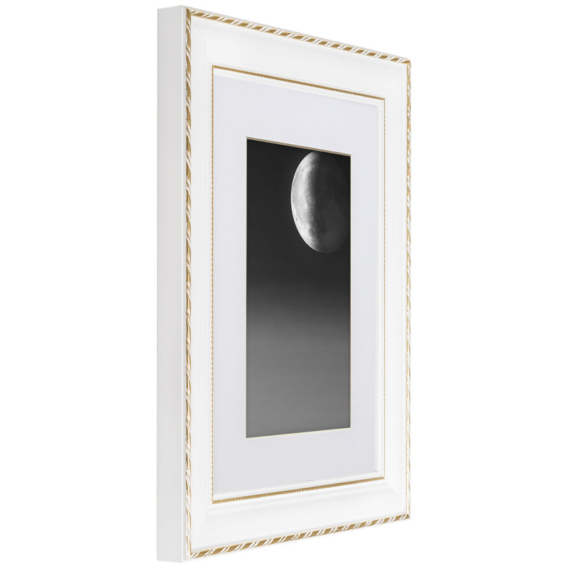 Jonia White/Gold Solid Wood Picture Frame - Set of 4 with Mat, 10" x 12" Matted to 8" x 10"