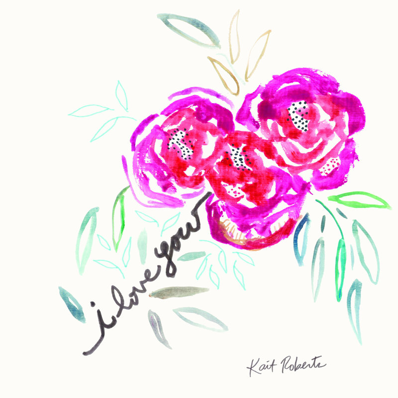 «I Love You» par Kait Roberts - impression, L 36 po x H 36 po, Toile tendue