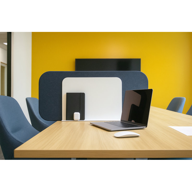 Sideshield - Panneau d'intimité de bureau l 30 "avec support - Fixation à gauche - PET acoustique, Marine