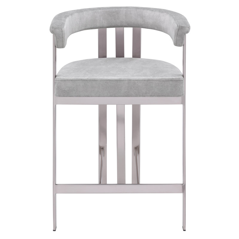 Tabouret de comptoir court 26 po Marcello, Velours gris velours