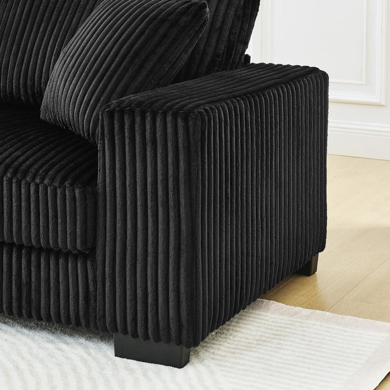 2 - Piece Upholstered Sectional, Black Corduroy