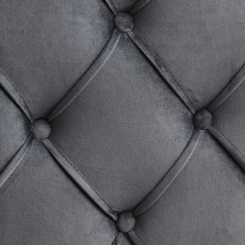 Grand lit tapissier en velours gris