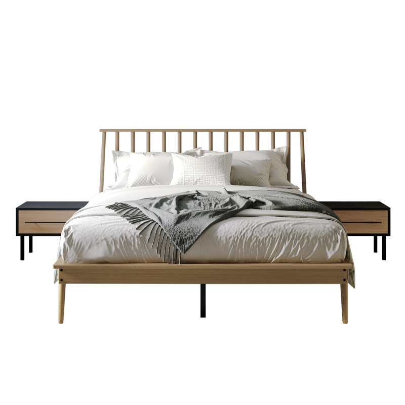 Ensemble de chambre à coucher 3 pièces Kierin, Chêne clair, Grand