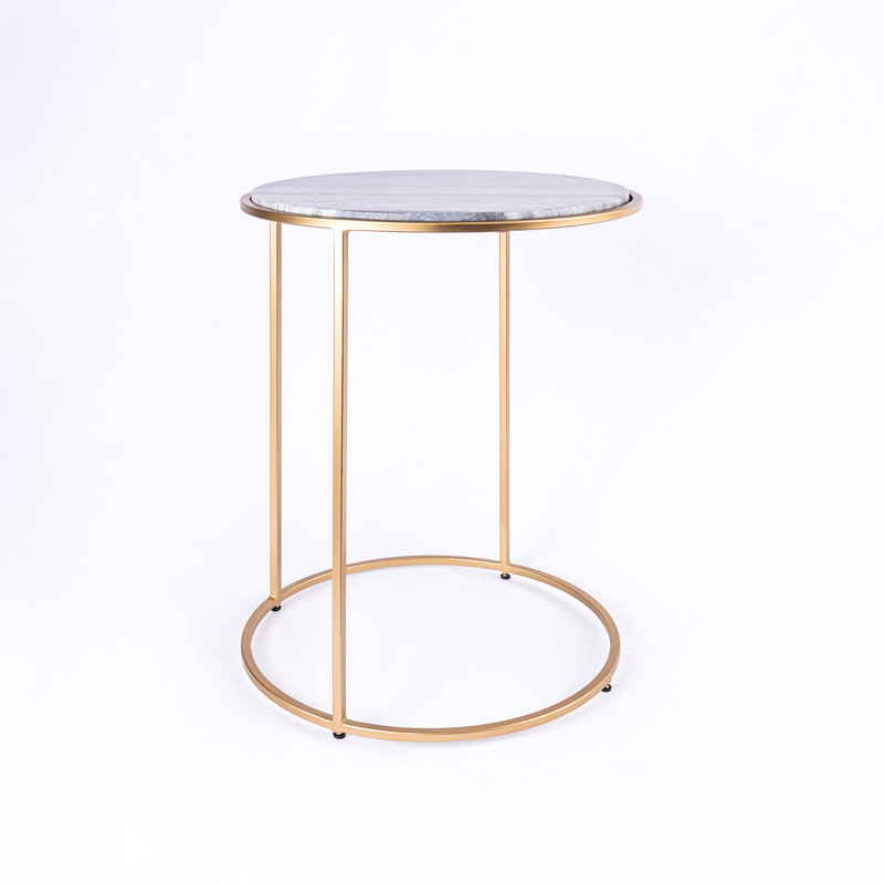Nikelle Marble Top End Table, Grey, Gold