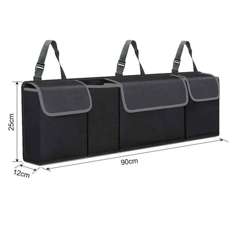 Organisateur pliable en tissu Oxford pour coffre et banquette arrière de voiture, sac de rangement suspendu pour intérieur de voiture avec 4 poches, accessoire de voiture résistant à l'eau pour VUS, berline et camionnette