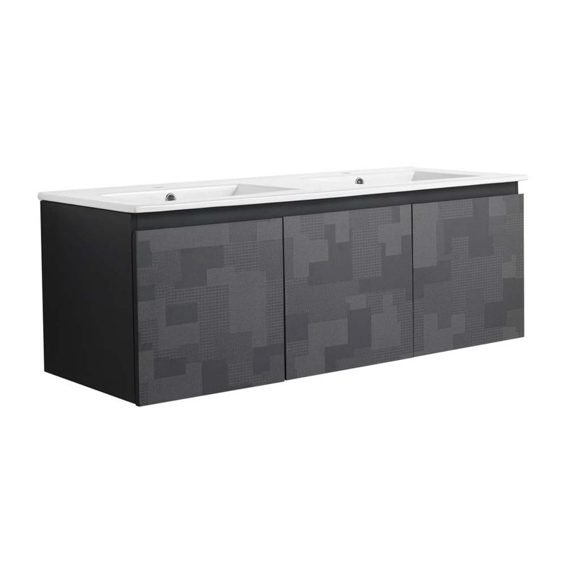 Meuble-lavabo double 47,6 po avec plateau en céramique Rakeim