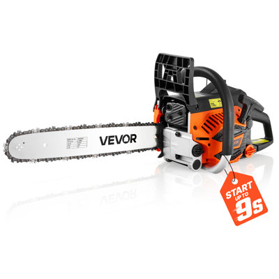 Gas Powered Chainsaw 16 Inch 40CC 2.15HP 2 Stroke Engine Gas Chainsaw, for Wood Cutting, Tree Trimming & Land Clearing, Throttle-Synced Choke, Power Chain Saw with Non-Slip Handle & Dual Tanks