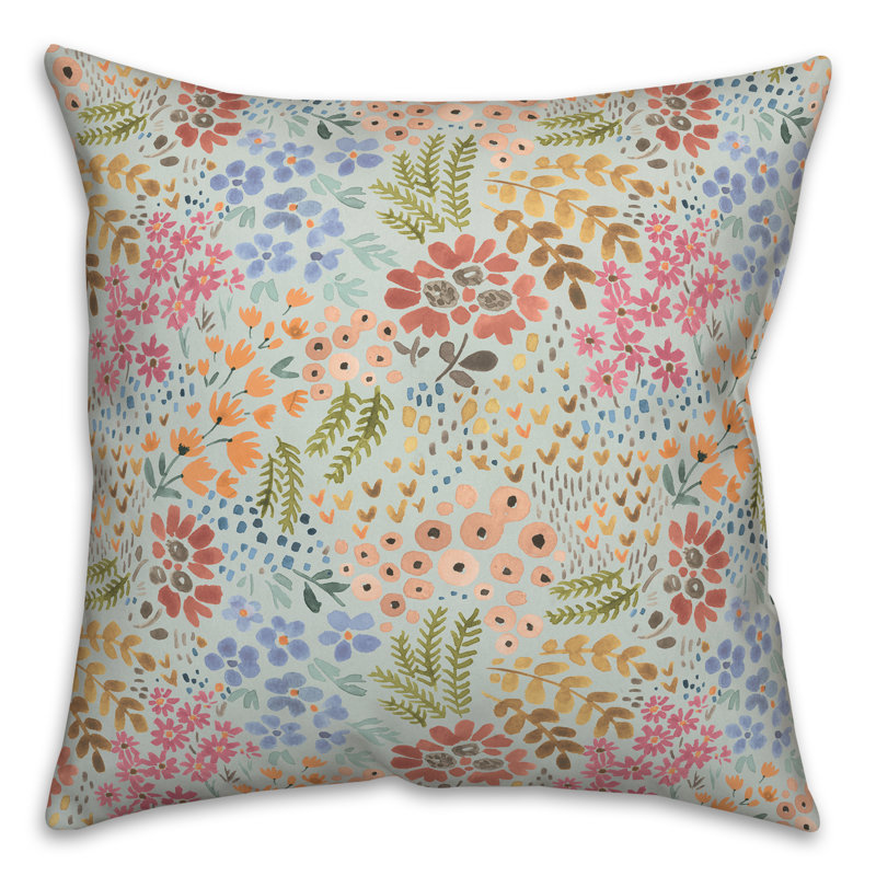 Coussin Floral, Bleu