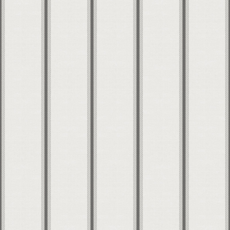 Cottage Chic Cottage Chic Silky Stripe Italian Vinyl on Non-woven 33' L x 21" W Wallpaper Roll, White/Black