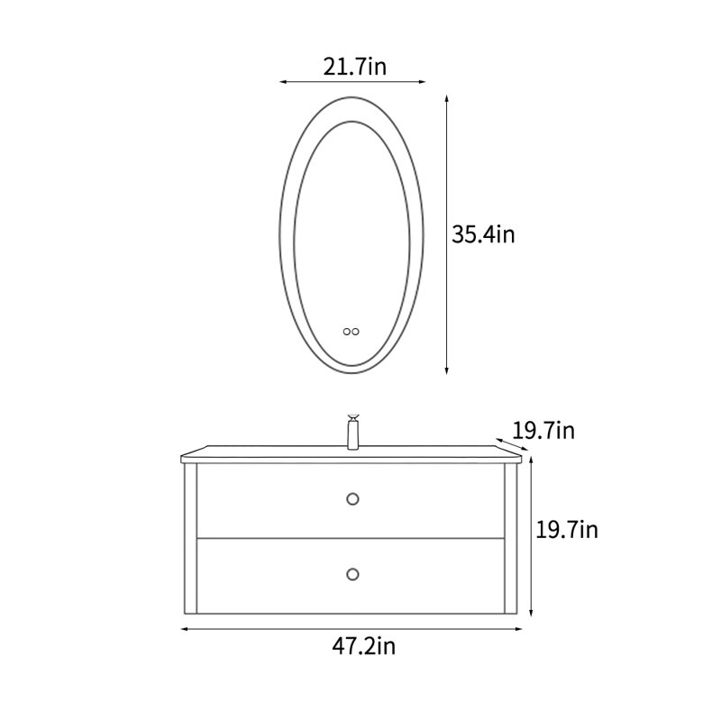 French style simple bathroom cabinet, Black
