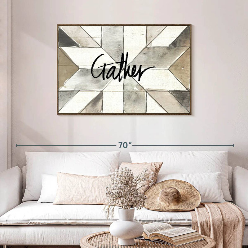 Farm Memories Gather, Cadre flottant noyer, 43 po x 29 po