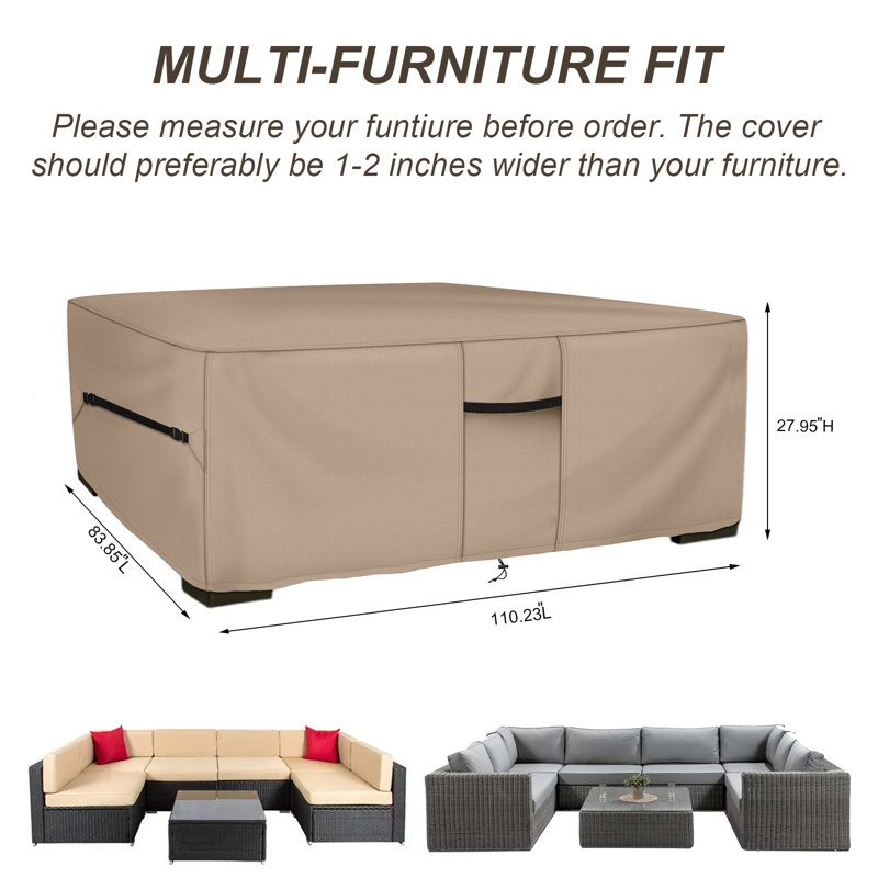 600D Waterproof Rectangular Patio Heavy Duty Furniture Set Cover, 110.23" H x 83.85" W x 27.95" D