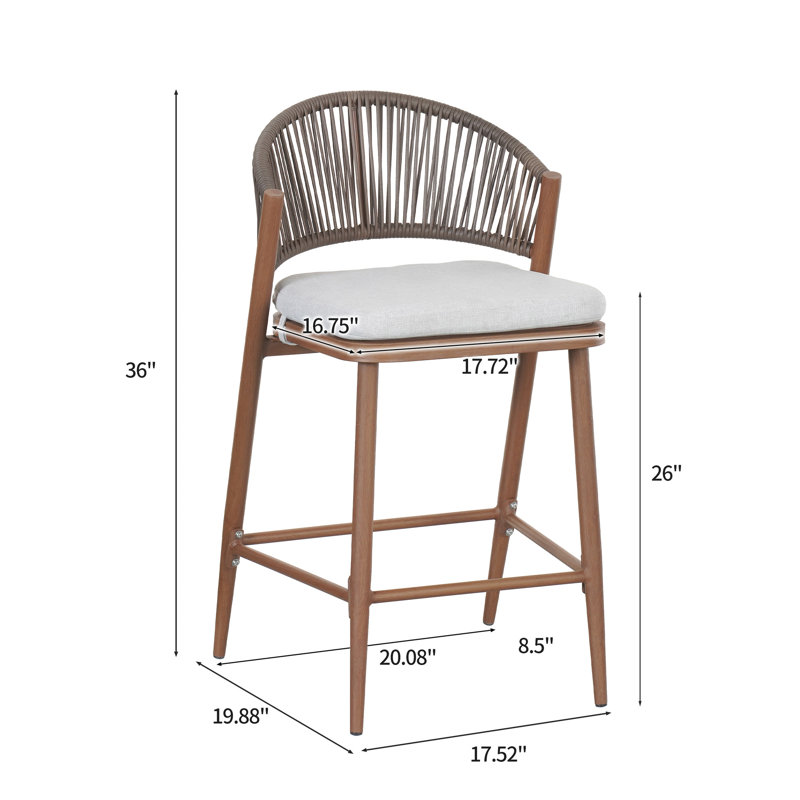 Tabourets de bar d'extérieur, hauteur du siège 66 cm, structure en aluminium, forme en PE, finition 5 cm - Design moderne, coussins imperméables antirouille pour coin détente et jardin