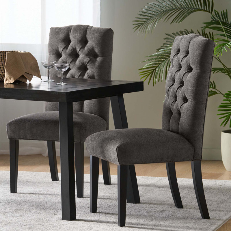 Chaise de salle à manger, Noir, Gris foncé