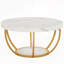 Table basse en bois à 2 niveaux avec tablettes de rangement-136429073