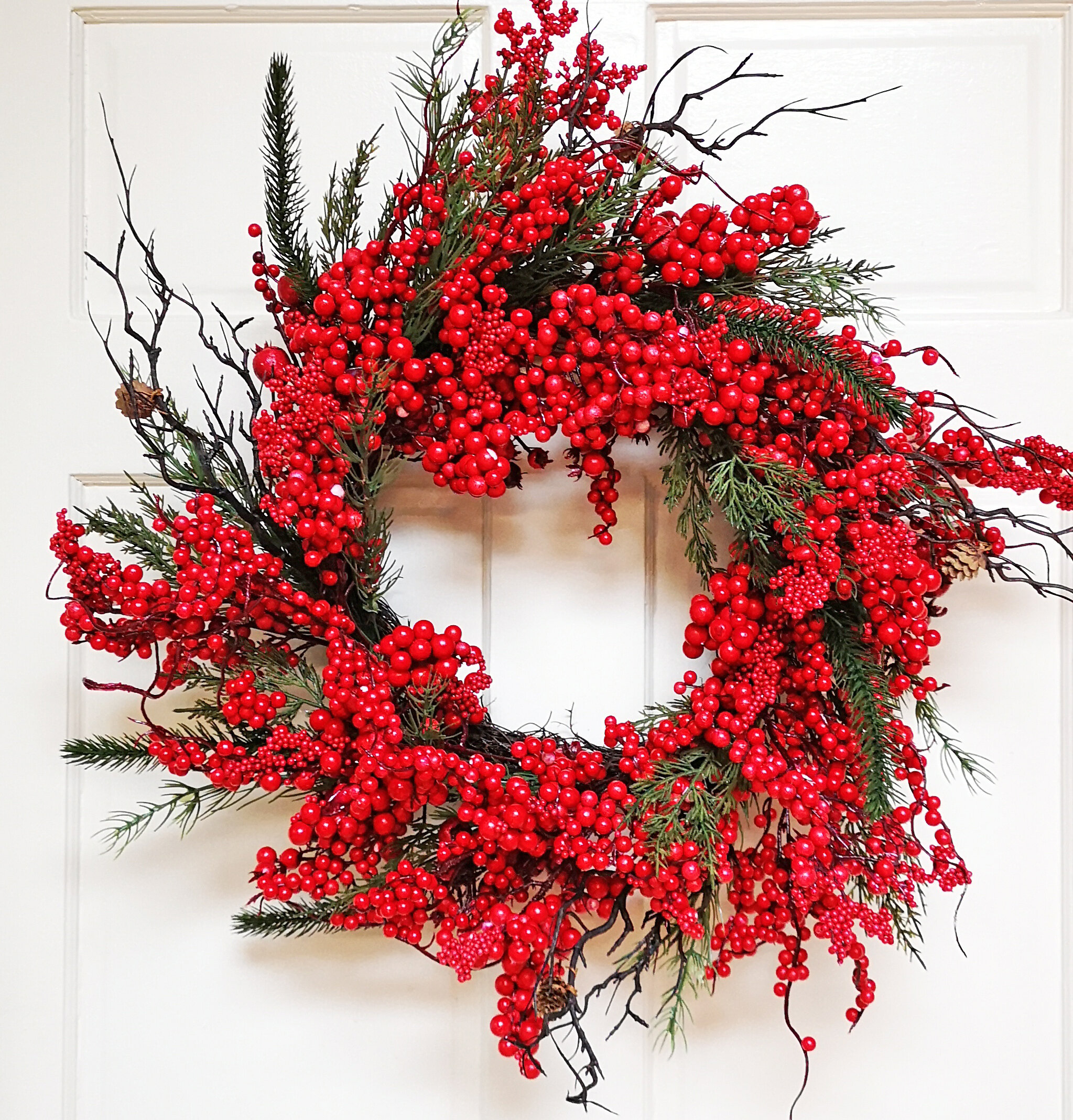 Christmas Wreath Small Faux Red Berries Wreath For Front - Temu