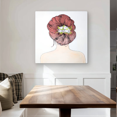 Lady with Flowers in Her Hair - Woman Figurative Metal Print