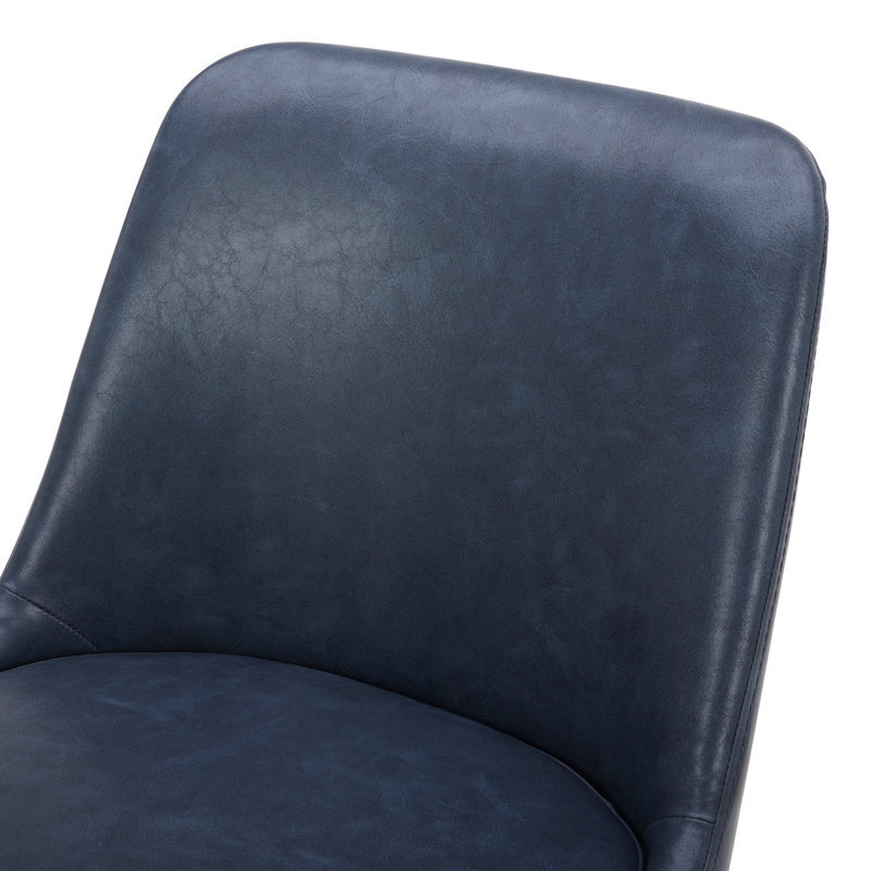 Chaise de salle à manger rembourrée Bremment, Bleu marine