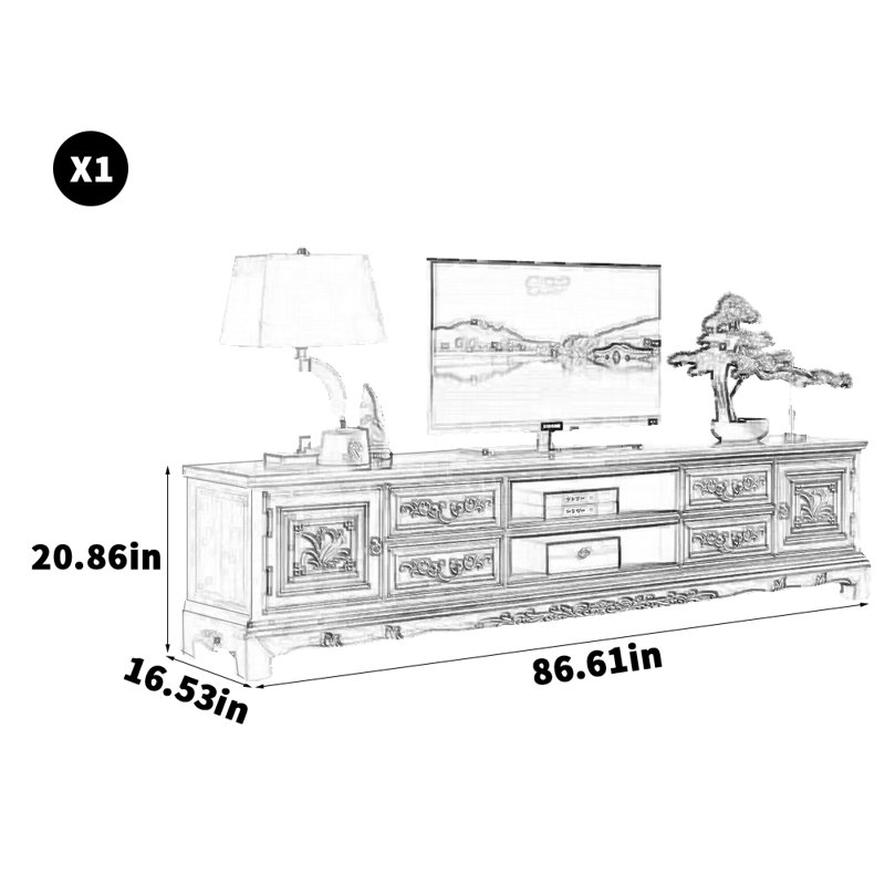 Meuble télé entièrement en bois massif, Brun clair