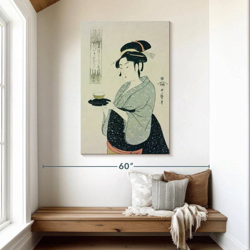 Leisha Naniwaya Okita servant une tasse de thé, H 48 po x l 32 po