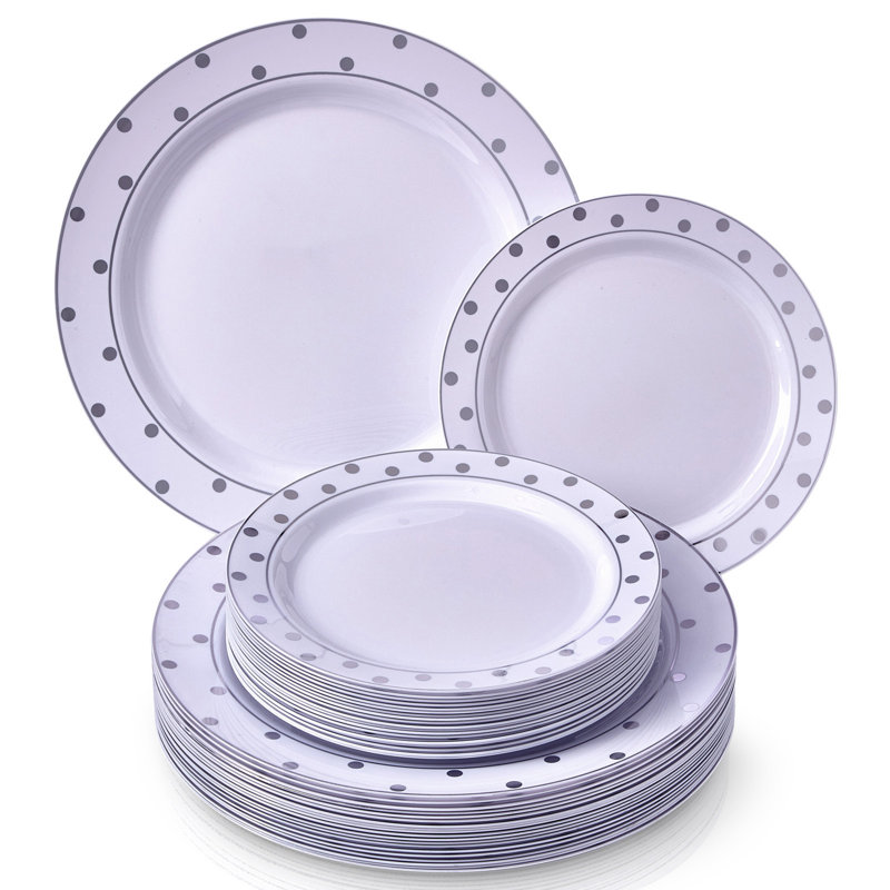 Ensemble d'articles de fête jetables en plastique épais, Argent