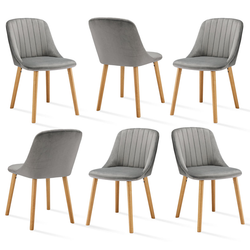 48.5cm H Upholstered Upholstered Back Side Chair, Velvet Light Grey