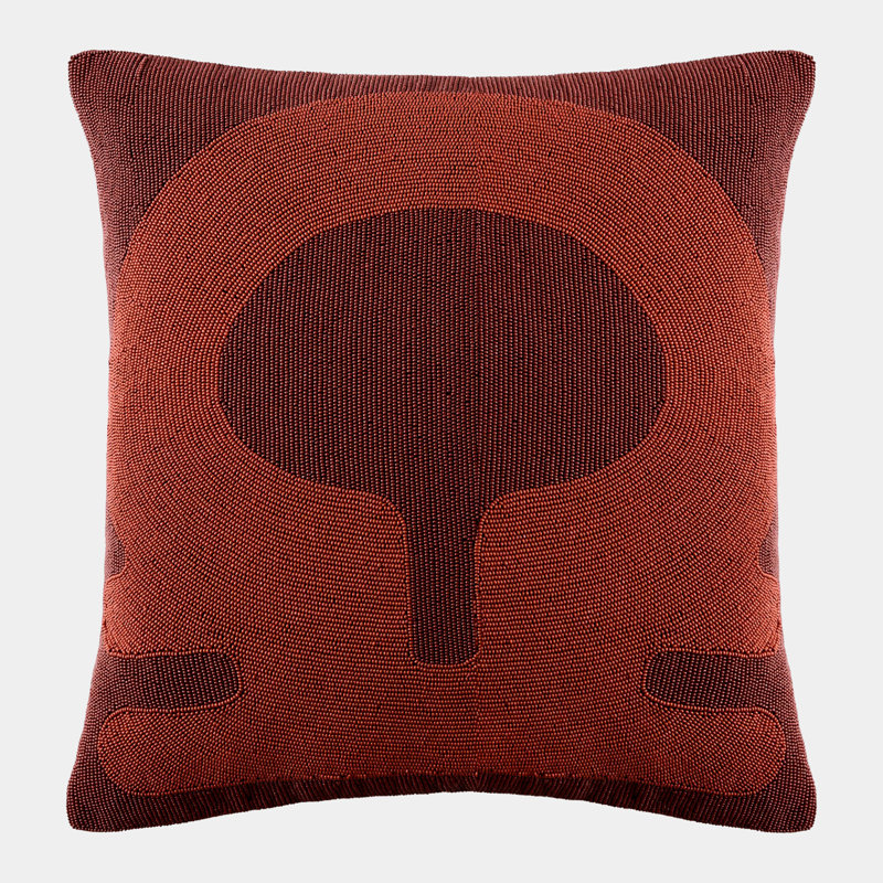 Carthago Beaded Square Pillow Cover & Insert, Rust/Key