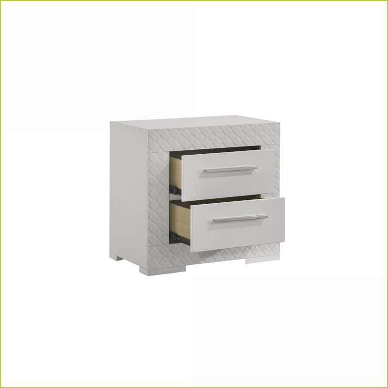 Blanca Modern 2-Drawer Wood Nightstand in White
