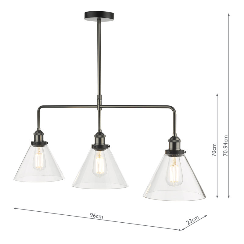 Schell 3 - Light Kitchen Island Pendant, Brass/Matt Black
