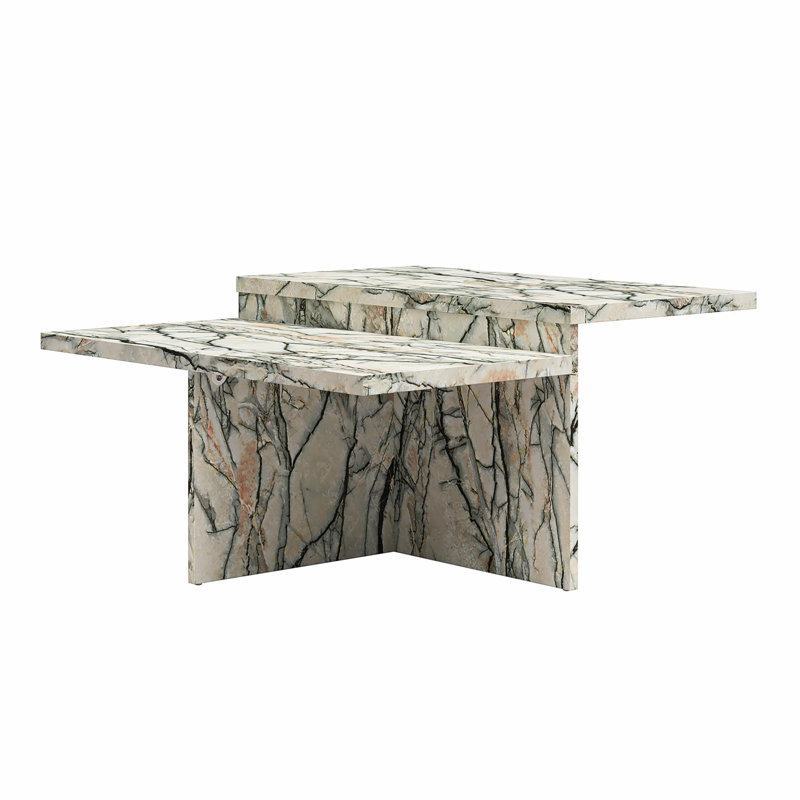 Brielle Faux Onyx Marble Two-Tiered Coffee Table